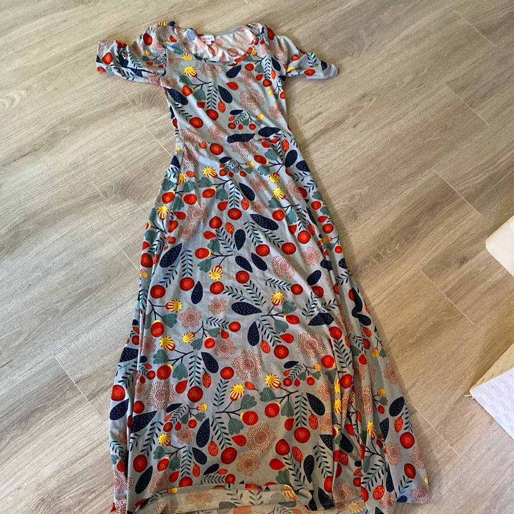 LuLaRoe maxi dress, size small, fun floral/plant print